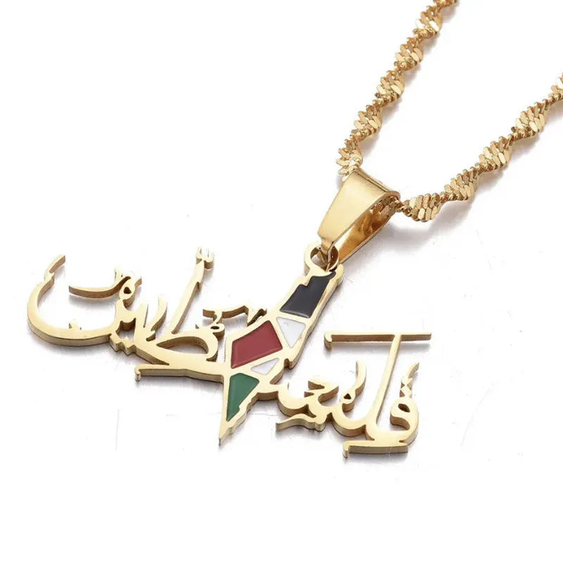 Flag of Palestine Arabic Stainless Steel Pendant Necklace for Women Jewelry Accessories Collier Palestine